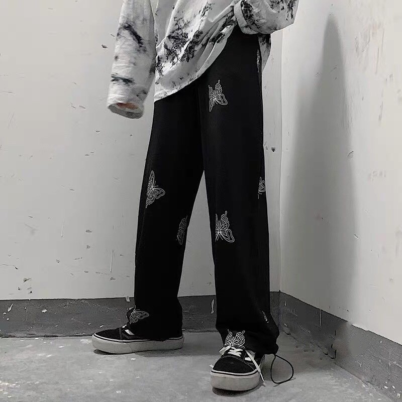 QUẦN JOGGER ỐNG RỘNG QUẦN DÀI BUTTERFLY - QUẦN CULLOTES BƯƠM BƯỚM TRẮNG ĐEN ULZZANG