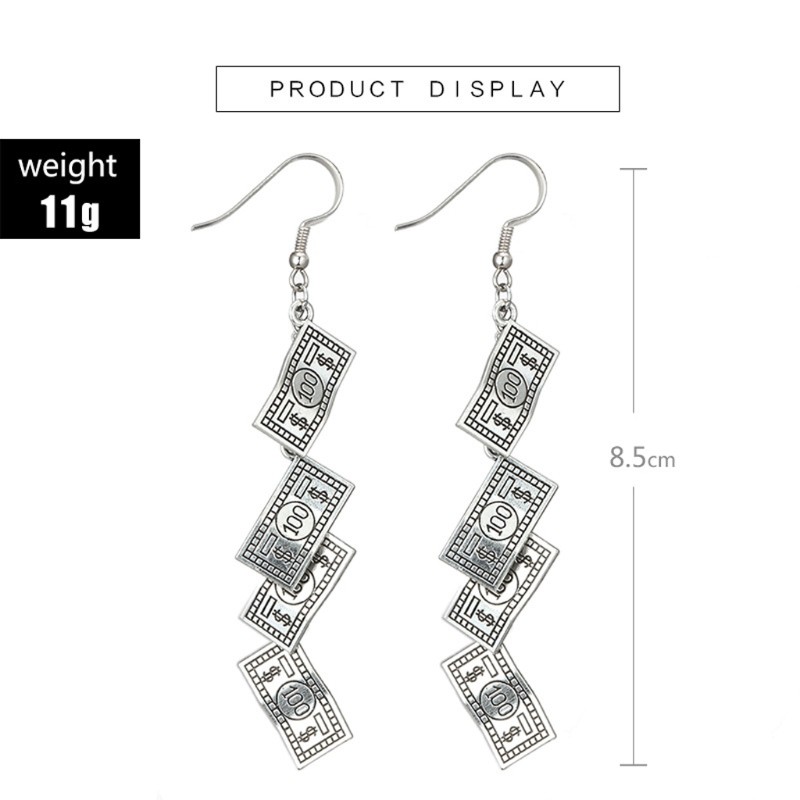 Đôi khuyên tai hình những tờ tiền 100 đô la thời trang