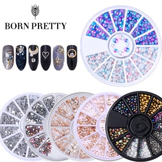 BORN PRETTY Hộp cườm đính trang trí móng tay 3D thiết kế hình học màu hồng vàng