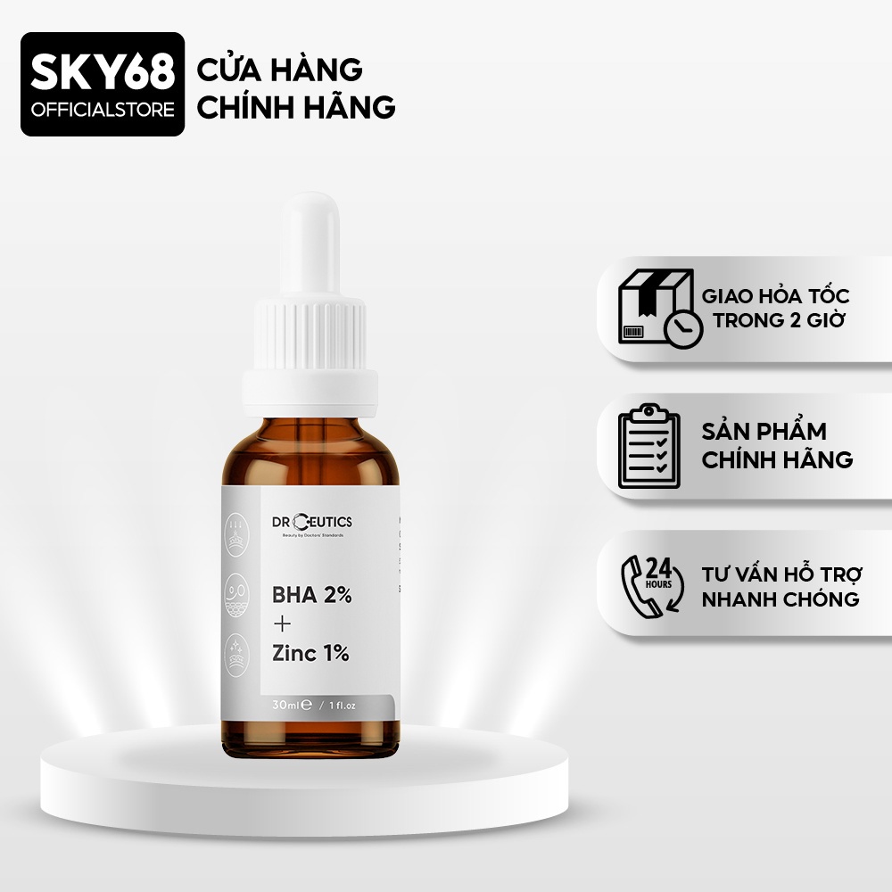 Serum BHA 2% + ZinC 1% DrCeutics Giảm Mụn Và Giảm Sưng Mụn 30ml