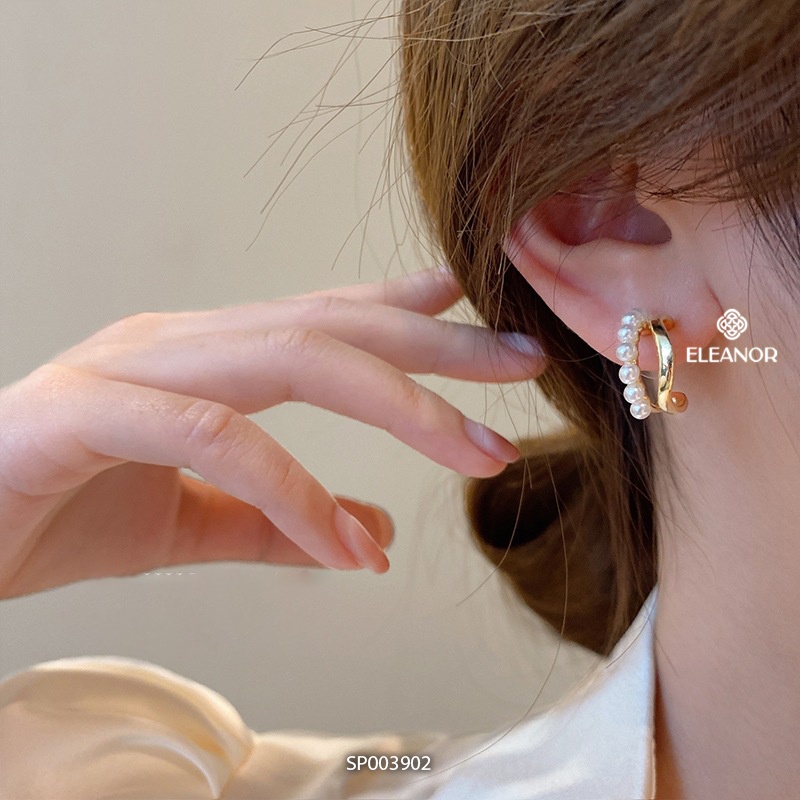 Bông tai nữ ngọc trai nhân tạo Eleanor Accessories viền cong phụ kiện trang sức dễ chuôi bạc 925 xinh xắn