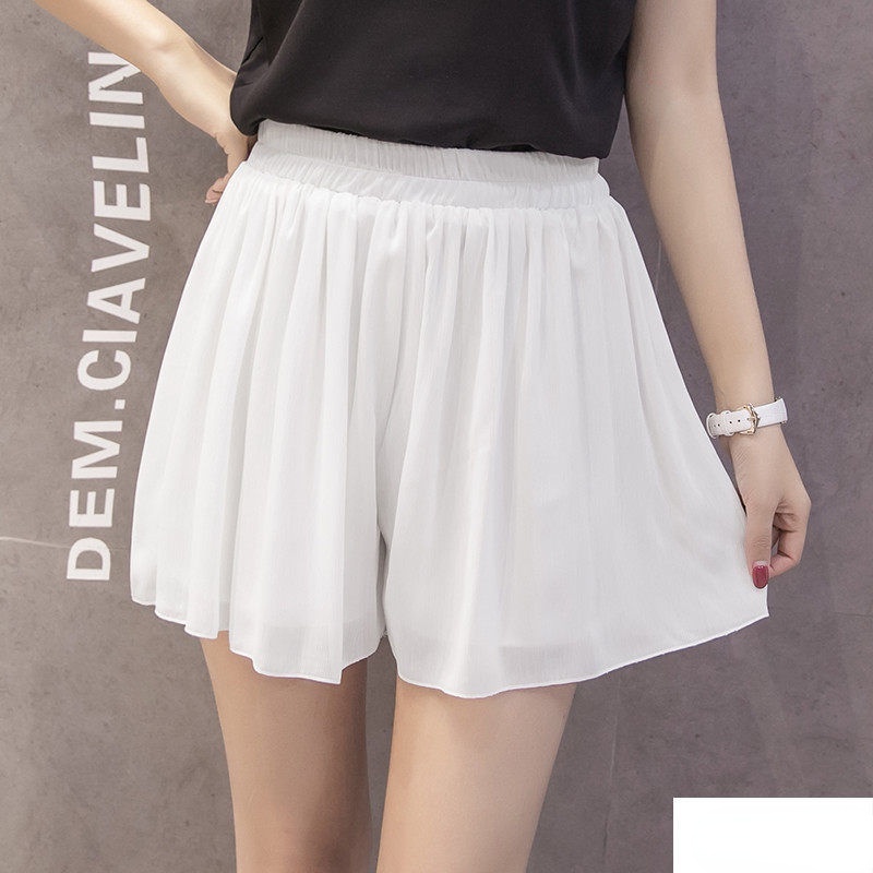 AMOI Quần Váy Chiffon Lửng Ống Rộng Size Lớn In Họa Tiết Thời Trang