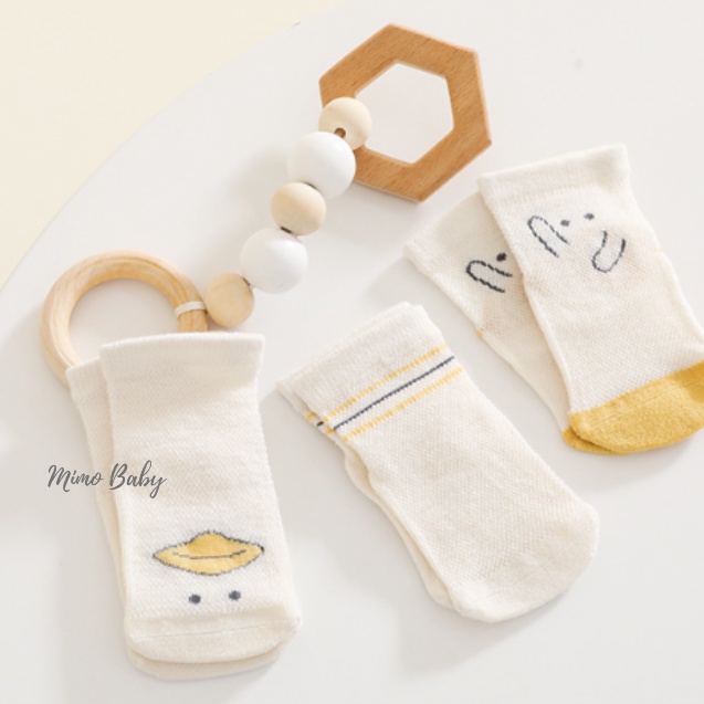 Set 3 đôi tất lưới thoáng khí cao cổ in hình dễ thương cho bé T29 Mimo Baby