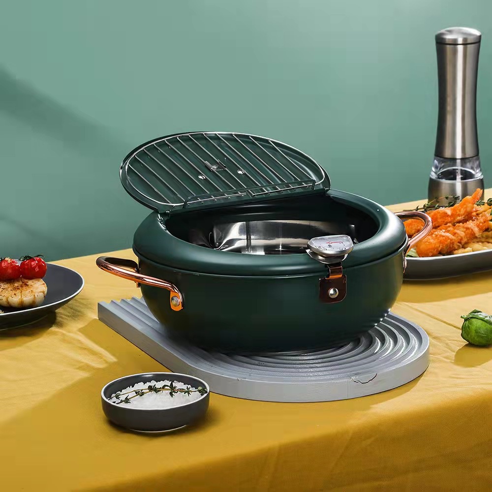 Nitrogen071 Nồi chiên bằng thép không gỉ 304 Nhiệt độ nấu ăn mini có thể điều khiển với nhiệt kế cho nhà bếp