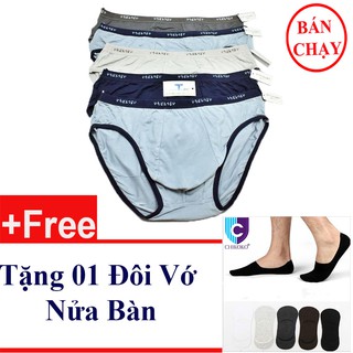 Bộ 05 Quần Lót Nam Cạp Chữ Nhật Nam Vát Chikoko+ Tặng 1 Đôi Tất Nửa Bàn