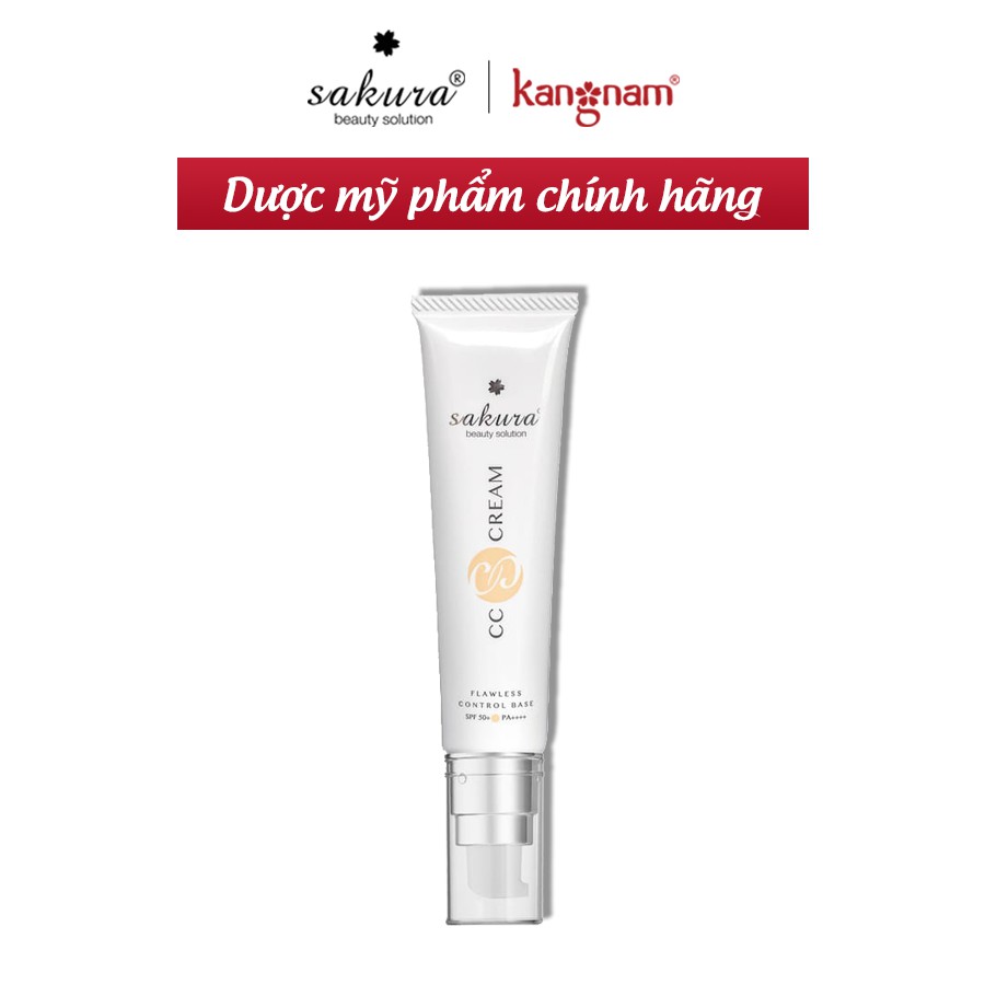 Kem Sakura Cc Cream Flawless Control Base Spf50, Trang Điểm Chống Nắng, Giúp Da Đều Màu, Dưỡng Da Dịu Nhẹ, An Toàn 40ml