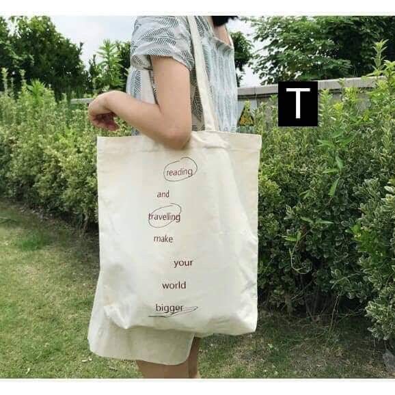 [Túi tote] Túi vải in hình dọc chữ DTR0319