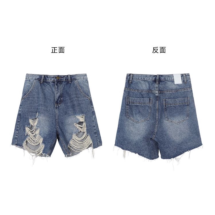 Bán Chạy!Quần Short Denim Rách Lưng Cao Dáng Rộng Phong Cách Thời Trang Retro Mỹ Hàng Mới Dành Cho Nữ