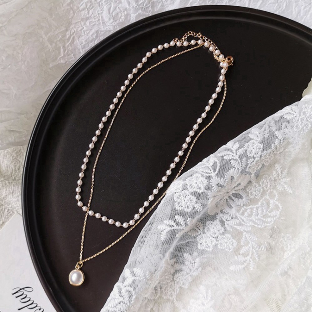 Dây chuyền hai vòng đính ngọc trai phong cách Bohemia cho nữ