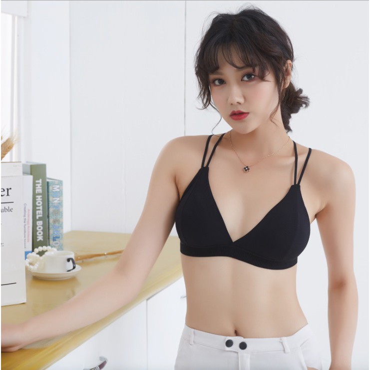 Áo bra nữ vải tăm tre dây chéo lưng, thiết kế đơn giản, trẻ trung, dễ phối đồ, phù hợp dưới 55kg (MS 04030) Anna Shop
