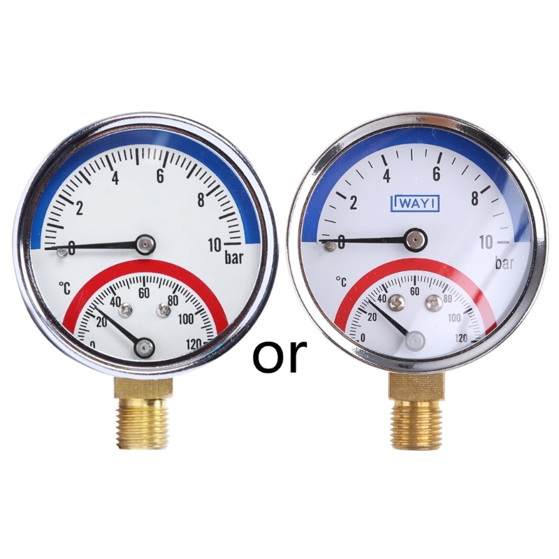 Đồng Hồ Đo Áp Suất Và Nhiệt Kế 2 Trong 1 10 Thanh