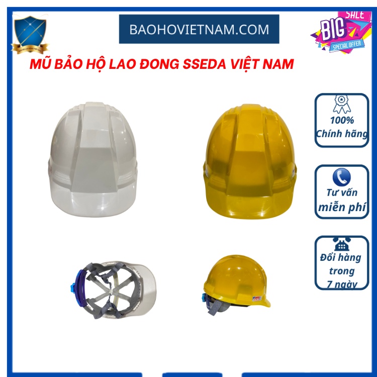 Mũ bảo hộ lao động SSEDA Việt Nam màu trắng chống va đập