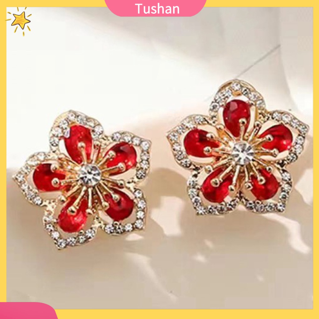 Bông tai đính đá phong cách thanh lịch thời trang dành cho nữ