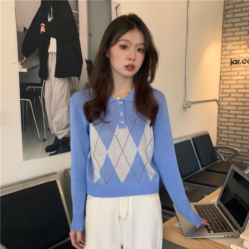 Áo Len Tay Dài Màu Sắc Retro Thời Trang Mùa Thu Cho Nữ