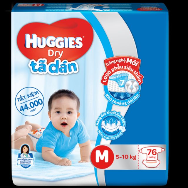 Bỉm dán Huggies siêu đại các size M74, L68, Xl62