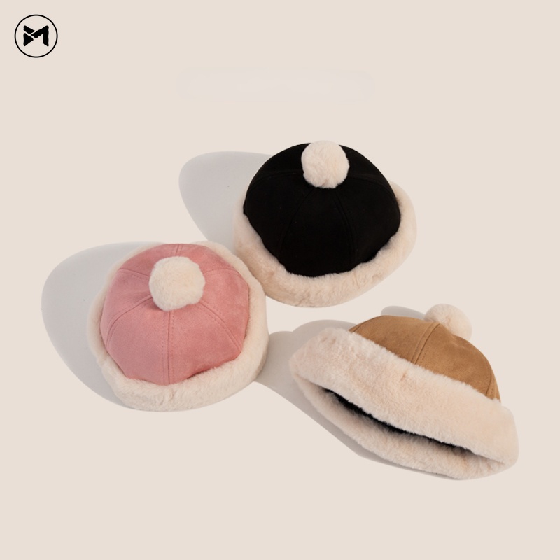 Mũ Thu Đông Chất Da Lộn Dày Dặn Dễ Thương Xinh Xắn Cho Bé 1-5 Tuổi