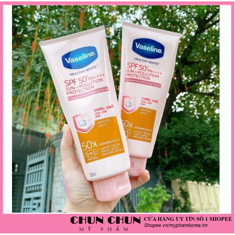 Kem Dưỡng Thể Body Vaseline Perfect Serum 50X Thái Lan Tuýp 320ml Giúp da trắng sáng mịn màng giảm thâm