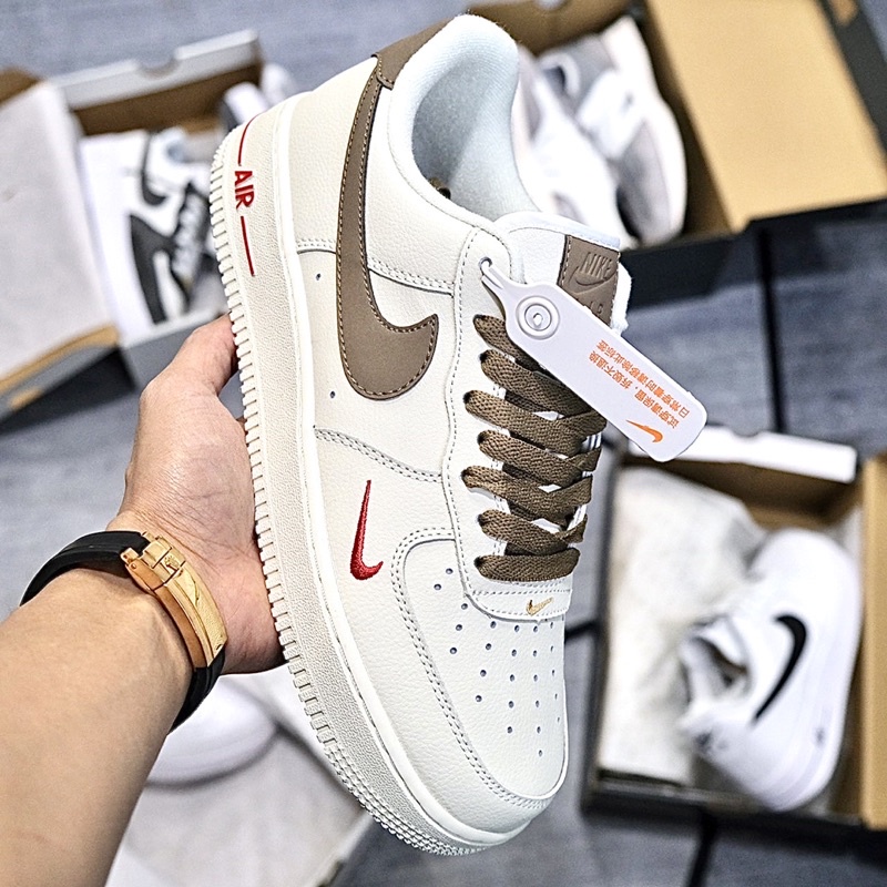 Giày Af1 vệt nâu, Air Force 1 Custom nâu trắng bản mới, cao cấp nhất