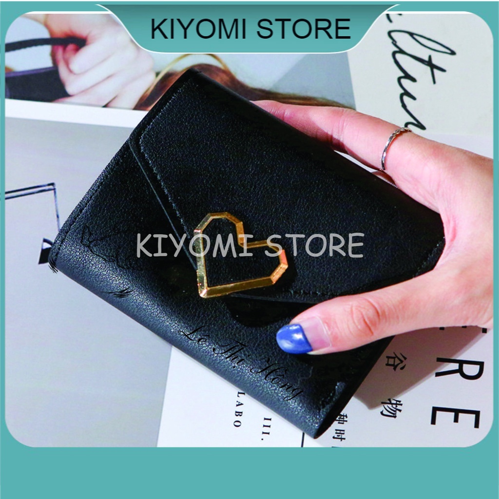 Ví nữ ngắn khắc chữ đẹp cầm tay mini cao cấp  nhiều ngăn bỏ túi giá rẻ nhỏ gọn thời trang  Hàn Quốc KIYOMI STORE