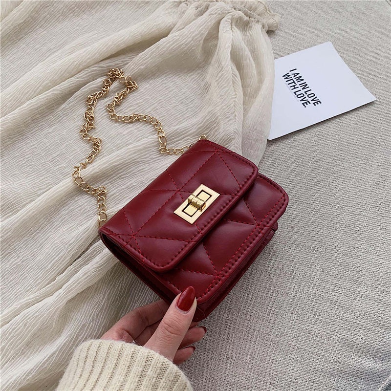 Túi mini dây xích thời trang túi vuông đeo chéo túi trám