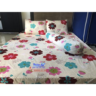 Bộ Drap Cotton Thắng Lợi hoa đỏ