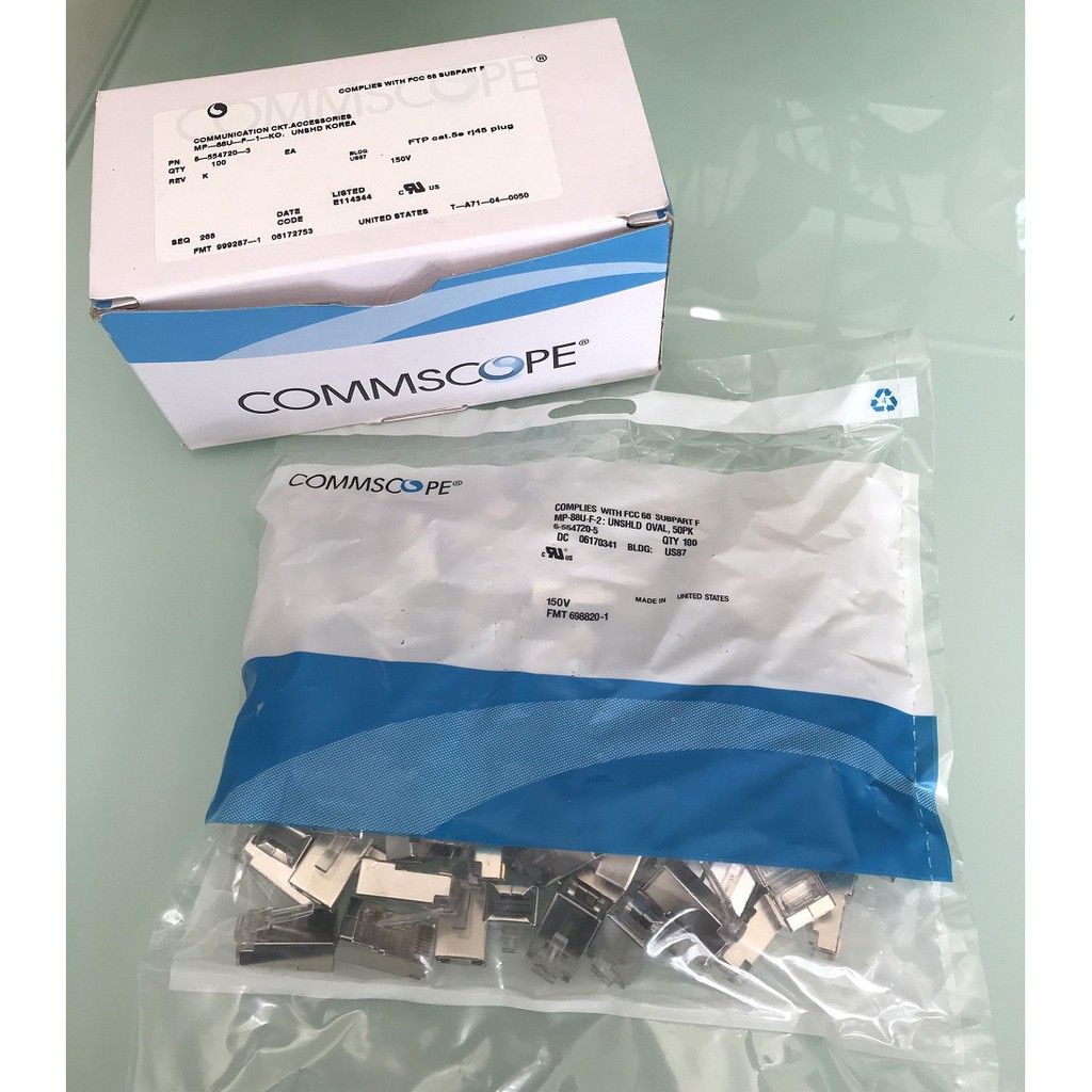 Đầu bấm hạt mạng bọc sắt chống nhiễu FTP RJ45 Cat5/cat6 CommScope