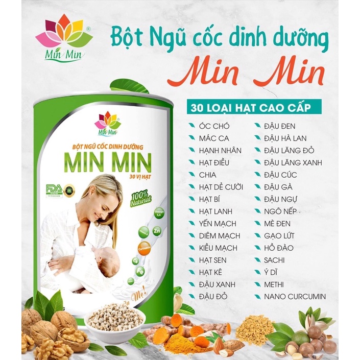 Ngũ Cốc Lợi Sữa Min Min 500Gr (Vàng 29 Hạt, Xanh 30 Hạt)