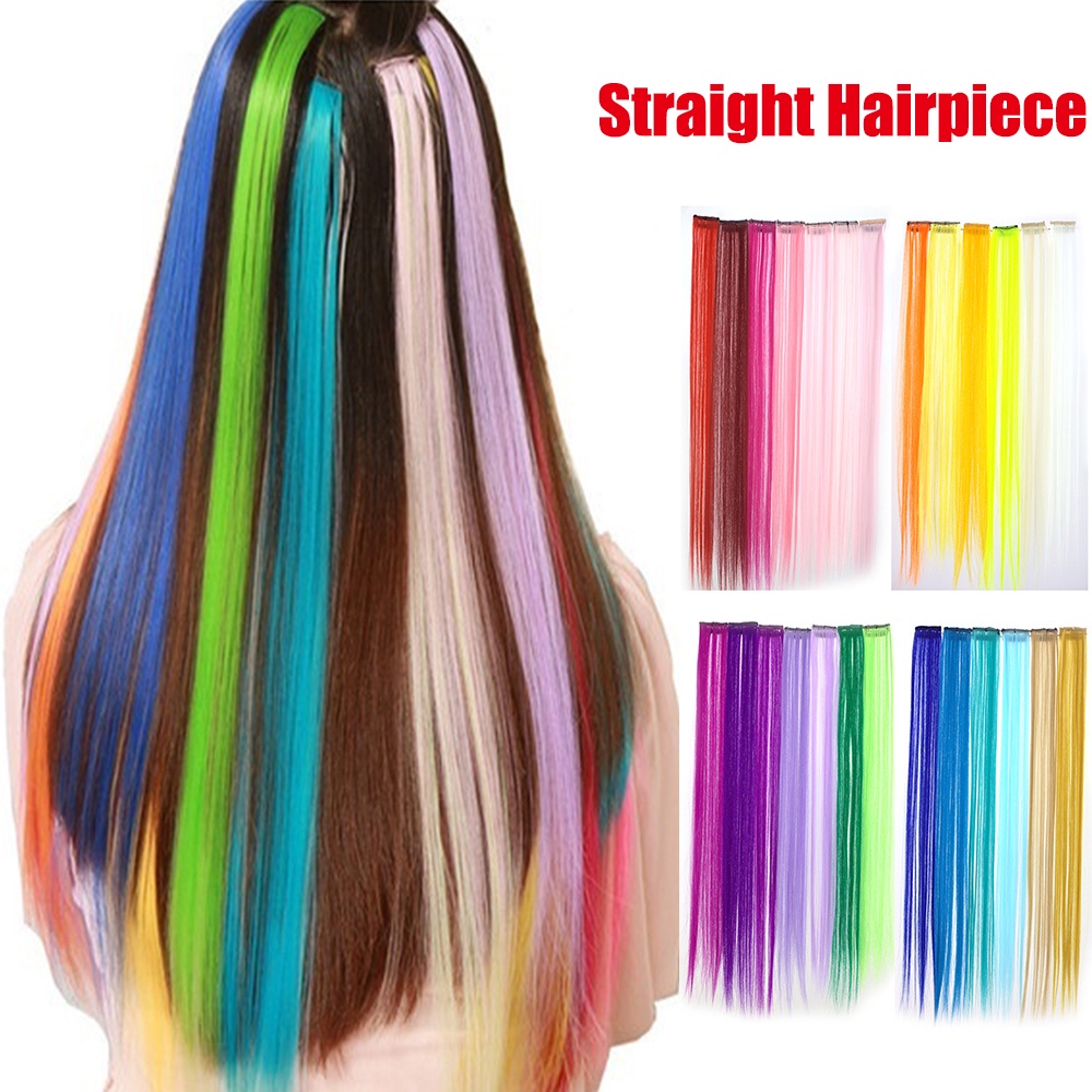Tóc giả thẳng dài 26 màu sắc cầu vồng 20&quot; chất liệu sợi tổng hợp
