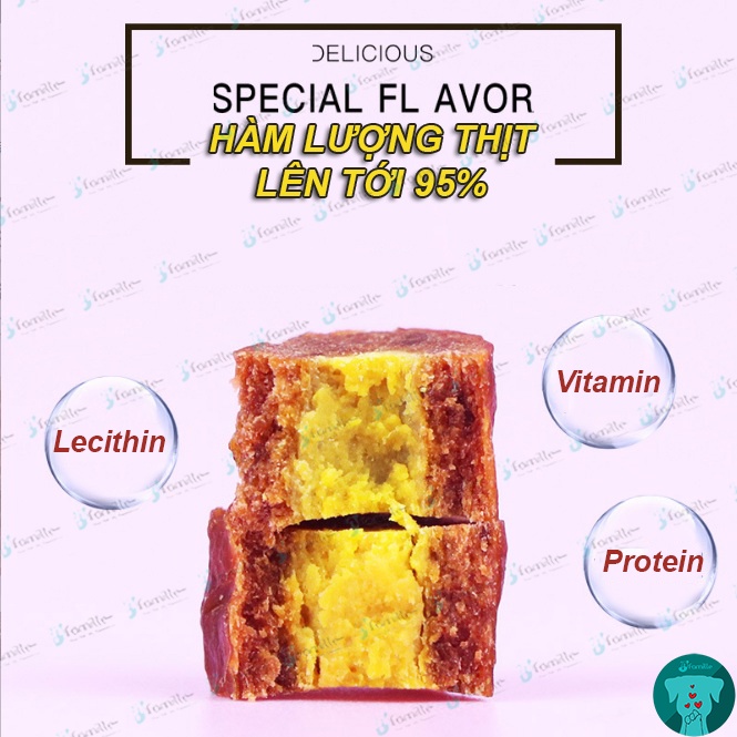 Treat thưởng dinh dưỡng JFamille, Bò viên lòng đỏ trứng, bổ sung Lecithin, Protein, Canxi, dễ tiêu hóa.
