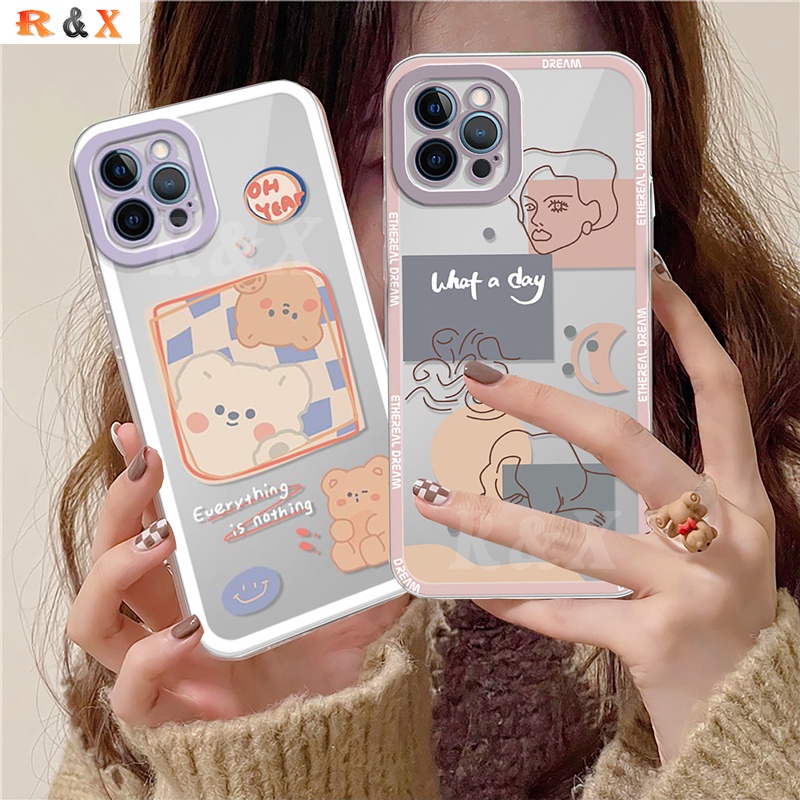 Ốp Điện Thoại Cao Su Mềm Trong Suốt Họa Tiết Trừu Tượng Cho iPhone13 iPhone12 Pro Max iPhone7 6 6s 8 Plus XR X XS Max SE