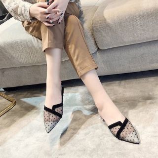 Dép bệt lưới mũi nhọn công sở phong cách