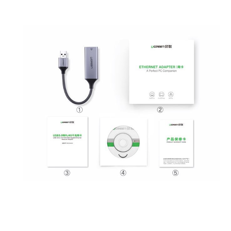 Cáp chuyển USB 3.0 sang Lan RJ45 tốc độ Gigabit 10/100/1000Mbp Ugreen 50922 ✔HÀNG CHÍNH HÃNG ✔ | BigBuy360 - bigbuy360.vn