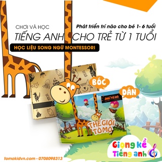 [Quà tặng cho bé] Học liệu bóc dán Montessori - THẾ GIỚI TÒ MÒ dành cho bé từ 1-3 tuổi - Học Liệu bóc dán Song ngữ