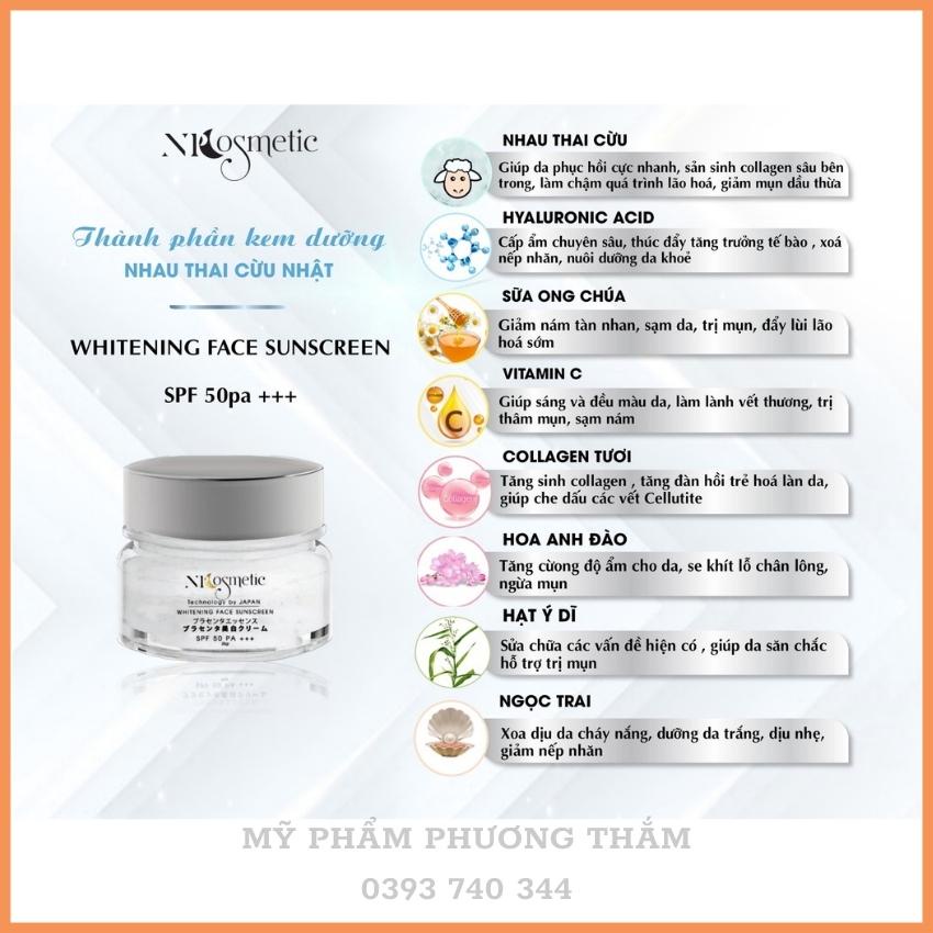 Kem face nhau thai cừu, kem face dưỡng trắng da chống nắng chống lão hóa, ngăn ngừa mụn, giảm thâm nám tàn nhang