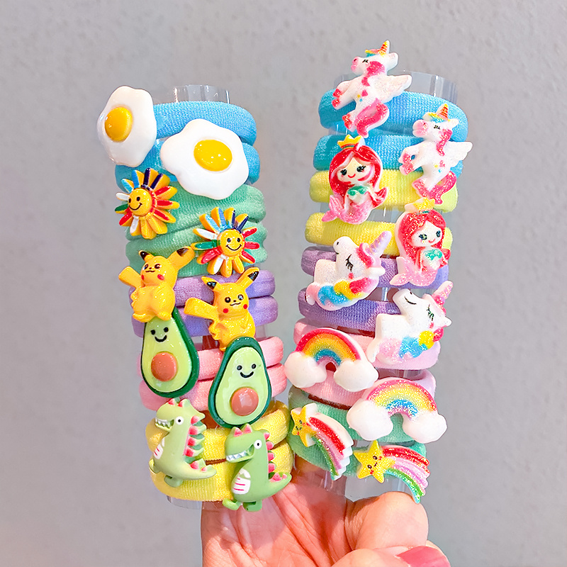 Set 10 dây buộc tóc Haimeikang nylon cao su co giãn hoạt hình dễ thương thời trang mới cho bé gái