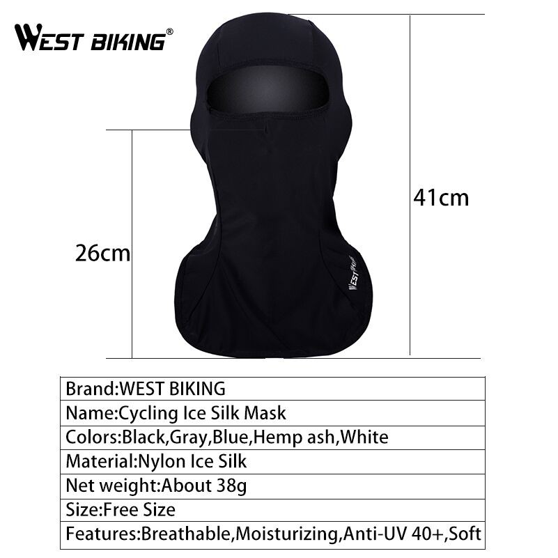 Mặt nạ trùm đầu WEST BIKING vải lụa băng chống tia cực tím che phủ toàn mặt khi đạp xe mùa hè