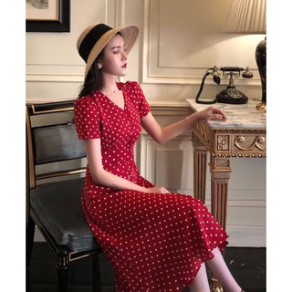 Đầm Vintage Chấm Bi kèm ảnh thật