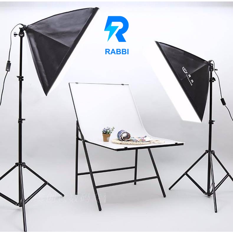 Đèn chụp ảnh, quay phim, Livestream kèm chân tripod cao 2m1 softbox 50x70cm - Rabbi VN