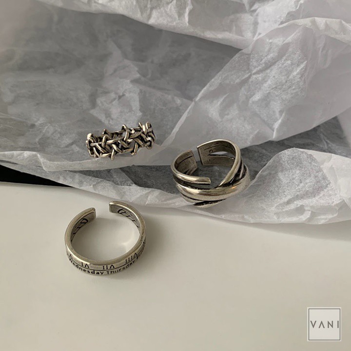 Set 3 Nhẫn Kiểu Vòng Sao, Mặt Số La Mã - Vani Store - TS000536