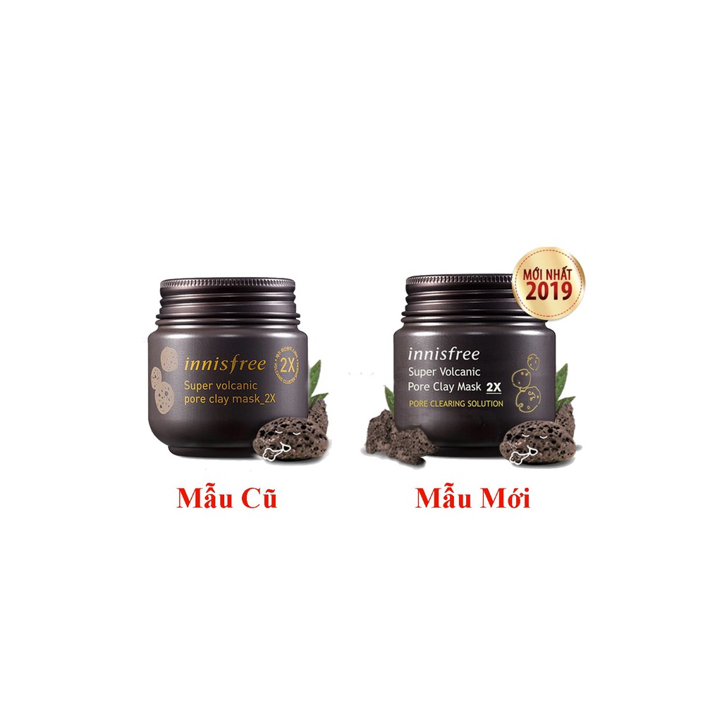 Mặt Nạ Đất Sét Tro Núi Lửa Loại Bỏ Mụn Đầu Đen, Chăm Sóc Lỗ Chân Lông Innisfree Super Volcanic Pore Clay Mask 2X 100ml