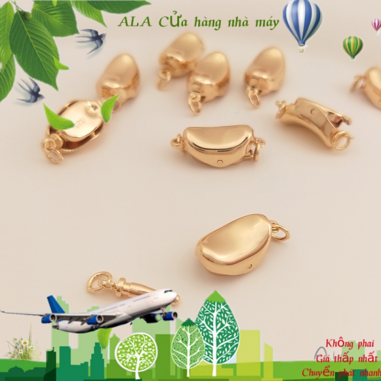💖Đồ trang sức DIY💖Chốt Khóa Dây Chuyền/Vòng Tay Mạ Vàng 14K Hình Chiếc Thuyền Đính Ngọc Trai Độc Đáo DIY【Khóa kết nối/ cái nút】
