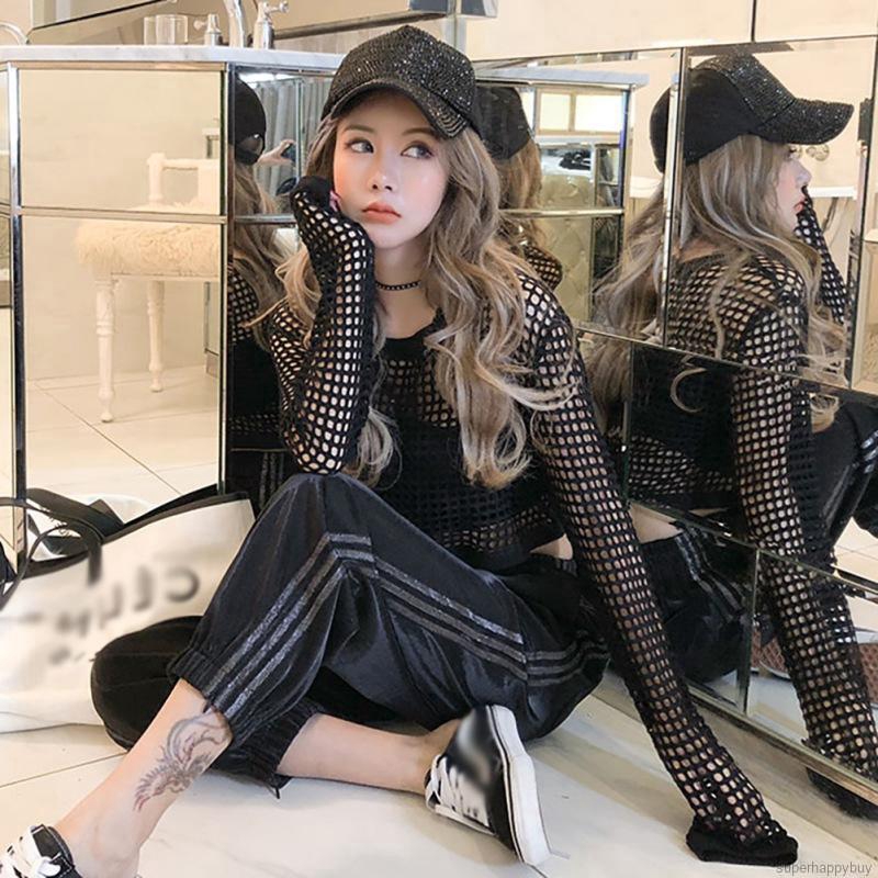 Áo thun lưới dài tay thời trang nữ