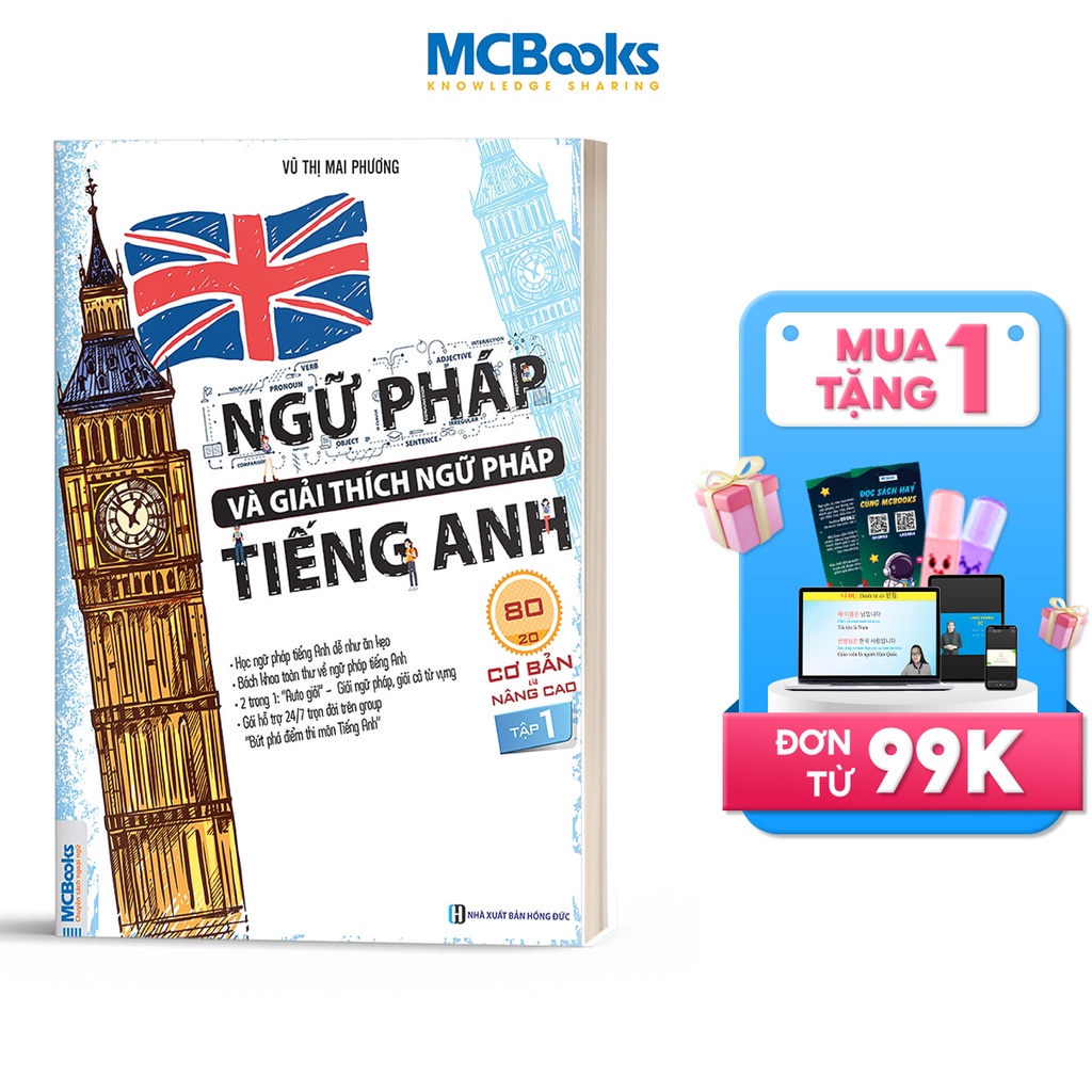 Sách - Ngữ Pháp Và Giải Thích Ngữ Pháp Tiếng Anh Cơ Bản Và Nâng Cao Tập 1 - Học Kèm App Online