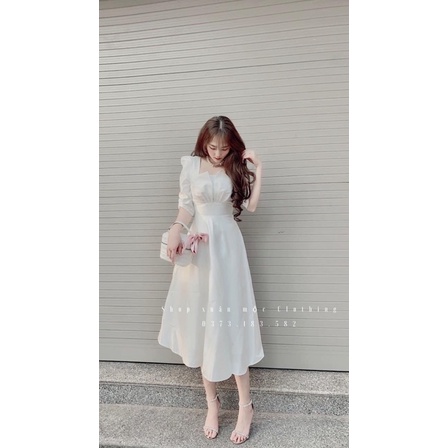 Đầm dự tiệc đỏ trắng đen tay phòng bigsize 50 kg đến 90kg [Đầm bigsize nữ][Đầm cổ vuông dán dài bigsize]( Đầm tết ) | BigBuy360 - bigbuy360.vn