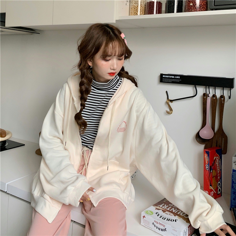 Áo khoác SUXI mỏng tay dài có nón màu sắc đơn giản thời trang xuân thu cho nữ