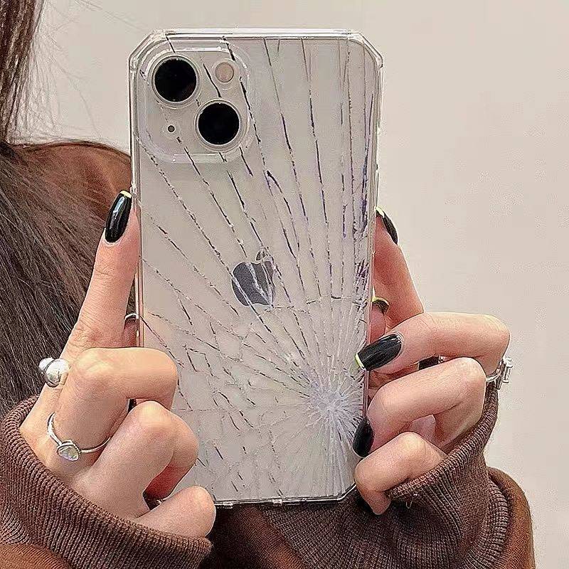 Ốp điện thoại mềm họa tiết màn hình nứt sáng tạo thích hợp cho iPhone 14 Apple 13 11 12pro 6 7 8Plus XR Xsmax X HEWs
