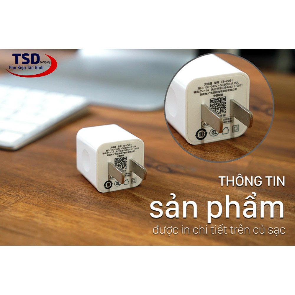 Cốc Sạc Pisen 1A Bảo Hành 12 Tháng - Adapter Pisen 1A