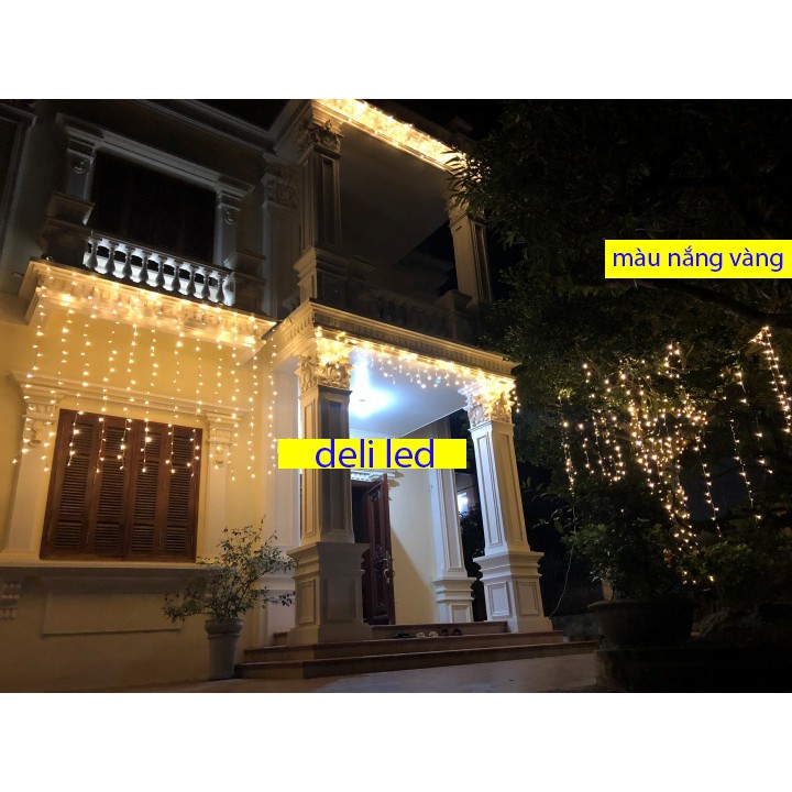 [24 SỢI] Đèn Led Mành Thả Chống Nước Cao Cấp Trang Trí Dài 4m 24 Sợi Thả - Có Đầu Cắm Nối Tiếp Trang Trí, Dây Chịu Tải