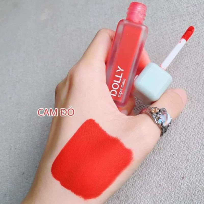 NEW Trend [ 02 Cam Đỏ - Đỏ Cam ] Son Kem Lì Dolly Super Matte Không Chì Màu Cam Đỏ | BigBuy360 - bigbuy360.vn