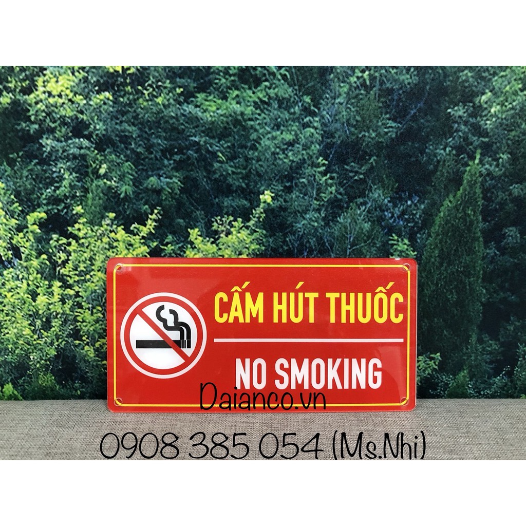 Bảng cảnh báo cấm lửa, cấm hút thuốc chất liệu mica KT10x20